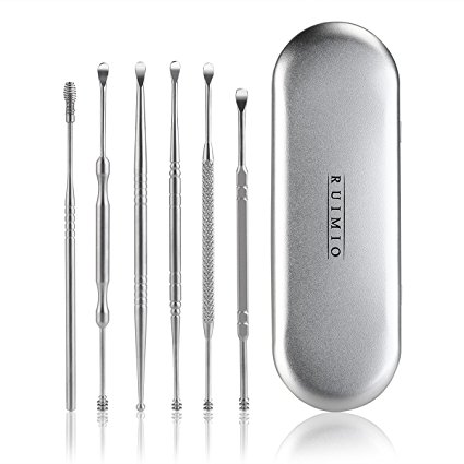 RUIMIO 6pcs Ear Curette Earwax Removal Ear Pick Care Tool with Storage Box
