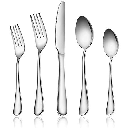 28 Pieces Silverware Flatware Cutlery Set, Footek Stainless Steel Utensils Silverware Tableware, Knives Forks Spoons for Dessert & Dinner, Mirror Polished, Dishwasher Safe