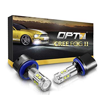 OPT7 880 (892 890 899) CREE XLamp LED Fog Light Bulbs DRL - 5000K Bright White @ 700 Lm per Bulb - All Bulb Sizes and Colors - 1 Year Warranty (Pack of 2)