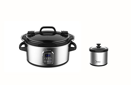 Midea Locking Lid Slow Cooker 6-Quart with 16-Ounce Warmer Crock