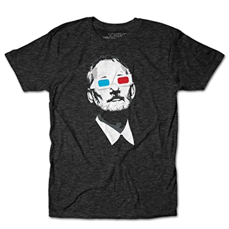 CHIVE TEES Mens Official Bill Murray 3D T-Shirt Tri-Charcoal