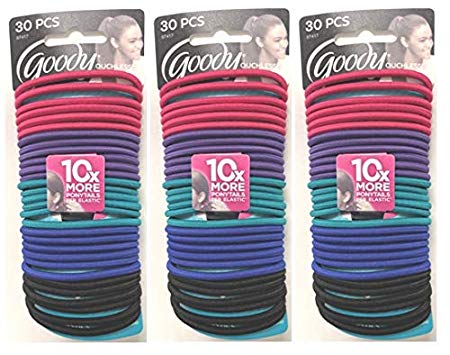 Goody Ouchless No Metal Braided Elastics Gem Glam (3 Pack/90 Ct Total)
