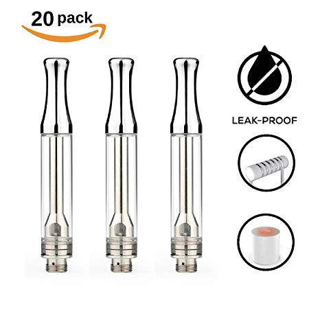 1ml Glass Ceramic Wickless Cartridge AC-1003 1.2mm Air Holes | for Full Hemp Extract, Concentrates, Thin Contents (Silver) (20)