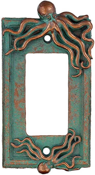Top Brass Large Octopus/Kraken Electrical Cover Wall Plate Bronze/Verdigris Finish Style 2 - Single Switch, Double, Rocker, Outlet (Rocker)