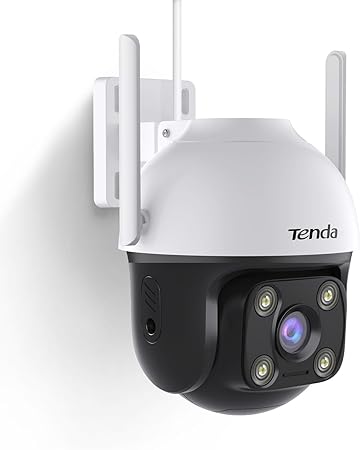 Tenda CH7 Outdoor Plug-in WiFi Security Camera Outside - 2.5K QHD, 360° Pan/Tilt, Color Night Vision, Patrol Mode, Auto Tracking, AI Human/Vehicle Detection, 2-Way Audio, IP65, Alexa, 2.4GHz Only