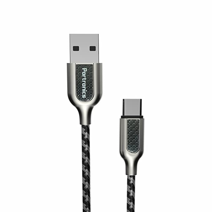 Portronics POR-859_Carbon 2.1A Type-C 1.2 Meter Long Cable with Nylon Braided Material for Charging & Data Sync Function