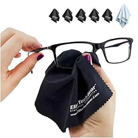 EliteTechGear The Most Amazing Microfiber Cleaning Cloths (13 Pack). Perfect For Cleaning All Electronic Device Screens, Eyeglasses, Tablets & Other Delicate Surfaces (12 Large 6"x7” & 1 Oversized 12"x12”)