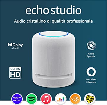 Echo Studio | Il nostro altoparlante con il migliore audio di sempre, con Dolby Atmos e Alexa | Bianco ghiaccio