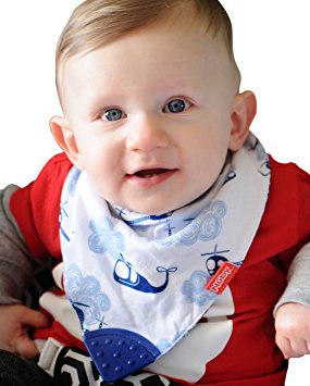 Nuby Reversible 2 Piece Teething Bib, Fire Engine, Blue Helicopter