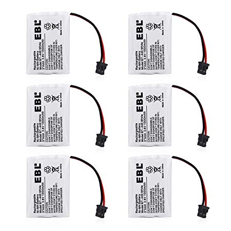 EBL Pack of 6 Replacement Cordless Phone Battery for Home Phone Uniden BT-446 BT446, BP-446 BP446, BT-1005 BT1005, DCT646, TRU8885, TRU8885-2, TRU8888, Wham,BBTY0457001, BBTY0458001