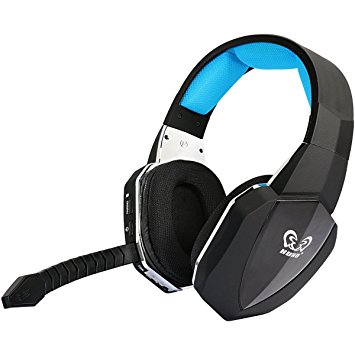 HUHD Optical Stereo Wireless Gaming Headsets Over Ear Headphones for PC and PS4 PS3 Xbox one Xbox 360, with Detachable Microphone, Digital Audio - Blue & Black