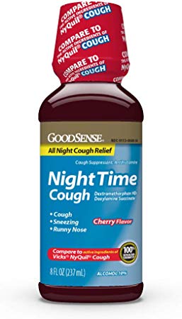 GoodSense Nighttime Cough Syrup for Cough Relief, 8 Fluid Ounce