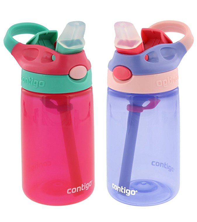 Contigo Kids Autospout Gizmo Water Bottle, 14oz (Cherry Blossom/Lavender) - 2 Pack