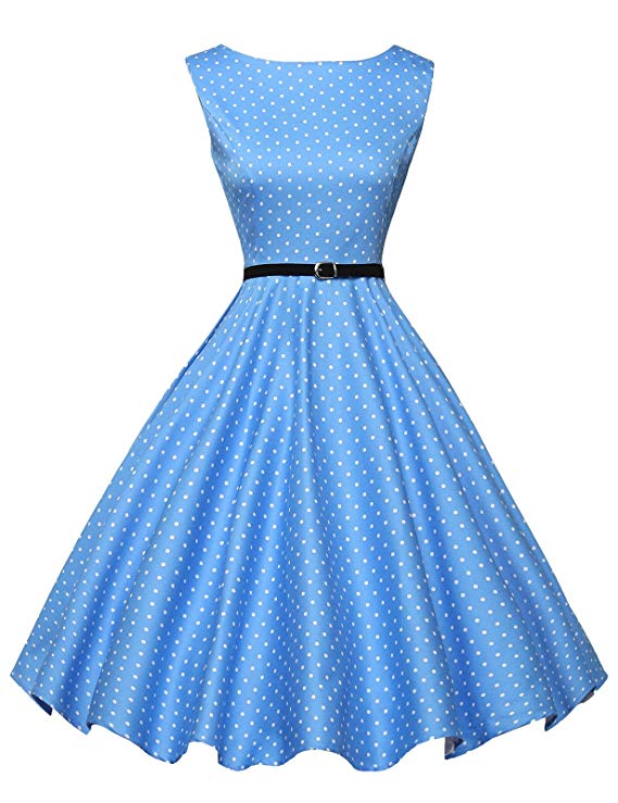 GRACE KARIN Boatneck Sleeveless Vintage Tea Dress with Belt