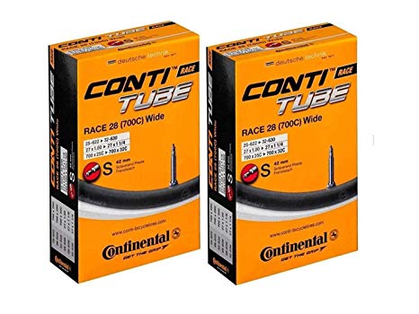 Continental Race 28 700x25-32c Bicycle Inner Tubes - 42mm Long Presta Valve - 2 Pack w/ Conti Sticker