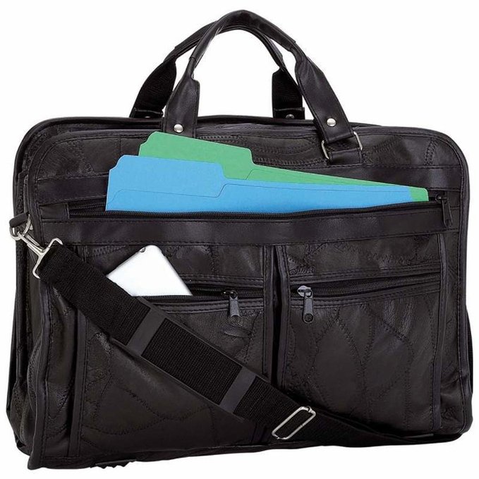 Goson® Genuine Patchwork Leather Business Class Laptop Briefcase
