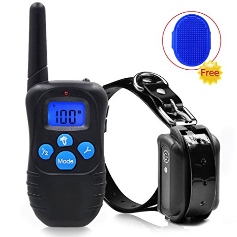 GoldWorld Waterproof Dog Training Collar   Free Grooming Brush Rechargeable Dog Shock Collar with 300yd Remote E Collar for Small,Medium & Large Dogs