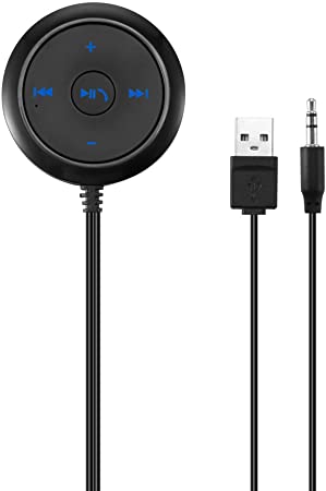 Bluetooth Audio Receiver 3.5MM/USB, FORNORM Bluetooth Car Kit Receiver Adapter Built-in Mic, 2 Devices Simultaneously Connected, Magnetic Base/Music Play