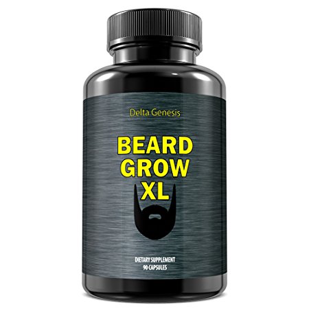 Beard Grow XL | Facial Hair Supplement | #1 Mens Hair Growth Vitamins | For Thicker and Fuller Beard by Delta Genesis