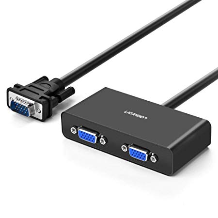 UGREEN VGA Splitter VGA Monitor Y Male to 2 Female Vdieo Splitter Cable HD15 with Micro USB Port 3ft/1m