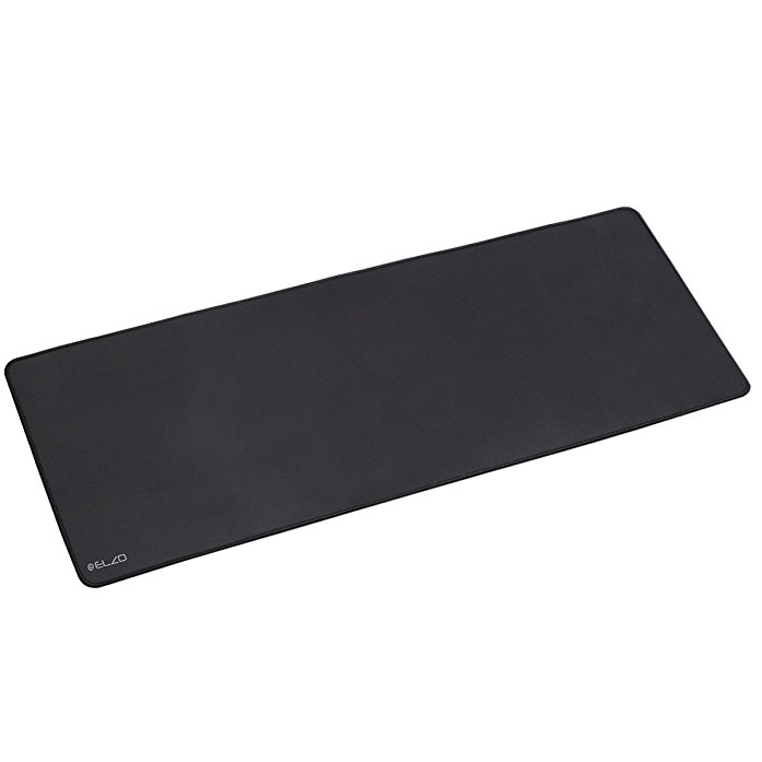 Elzo Mouse Pad Extended Gaming Mouse Mat Waterproof Mats Pad 4MM Thick Super Large Long Keyboard Pad Non-slip Rubber Base Mousepad Mousemat with Textured Surface and Stitched Edges 90 x 30 x 0.4cm Black
