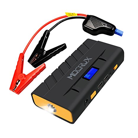 MOCRUX Car Jump Starter, 500A 13600mAh Portable Jump Starter Power (Up to 4.2L Gasoline and 3.0L Diesel), Emergency Car Battery Booster Charger with Dual USB Ports LCD Screen & LED Flashlight
