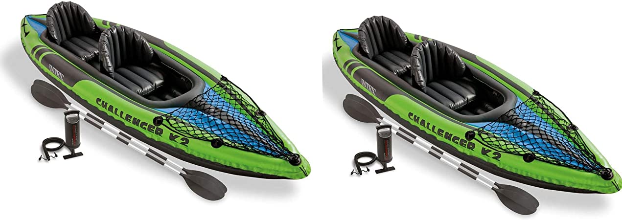 Intex Challenger K2 2-Person Inflatable Sporty Kayak   Oars And Pump (2 Pack)