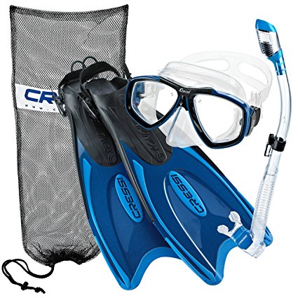 Cressi Palau Long Fins, Focus Mask, Dry Snorkel, Snorkeling Gear Package ...