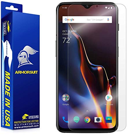 ArmorSuit OnePlus 6T Screen Protector Full Coverage MilitaryShield Screen Protector for OnePlus 6T - HD Clear Anti-Bubble Film