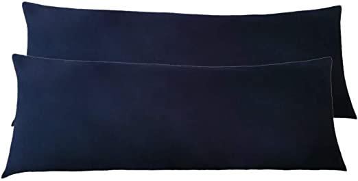 YAROO-2 Pack Microfiber Body Pillow Cover 21" x 54" - Super Soft Body Pillowcase,with Zipper and No Zipper Available (Navy-with Zipper)