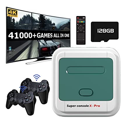 Kinhank Retro Video Game Consoles,Super Console X Pro Built-in 41,000  Games,Compatible with PS1/PSP/MAME etc Emulators,Gaming System for 4K TV HD/AV Output,WiFi/LAN,with Dual 2.4G Wireless Gamepads