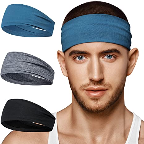 BF BAFLY 2022 Sports Headbands 3 Pack for Men Women, Non Slip Mesh Design Sweat Bands Performance Stretchy Moisture Wicking Sweatbands for Running, Cycling, Basketball, Yoga