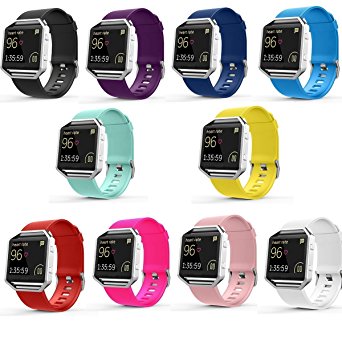 Fitbit Blaze Accessories Band, SailFar 10-Pack TPU Classic Bracelet Strap Replacement Wristband/Watch Bands Large/Small for Fitbit Blaze Smart Fitness Watch (10PCS(Multi-Colors), Large)