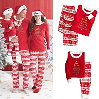 Amazing Closet Christmas Pyjamas Family Set Two Piece Deer Sleepwear