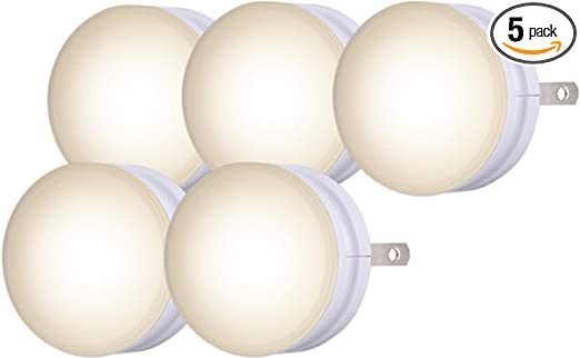 Lights by Night Warm White LED GLO Dot Night Light, 5 Pack, Always On, Compact, UL-Listed, Ideal for Hallway, Nursery, Bedroom, Bathroom, Kitchen, 46455, 5 Piece, 5 Count