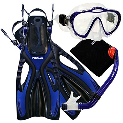 Promate Junior Snorkeling Scuba Diving Mask DRY Snorkel Fins Set for Kids/SCS0040