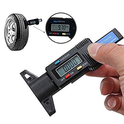 Diagtree Portable Digital Tire Tread Depth Gauge Depth Gauge Caliper Tread LCD Tyre Tread Tread Checker Tire Tester for Cars Trucks Vans SUV, Metric Inch Conversion 0-25.4mm (with Battery)
