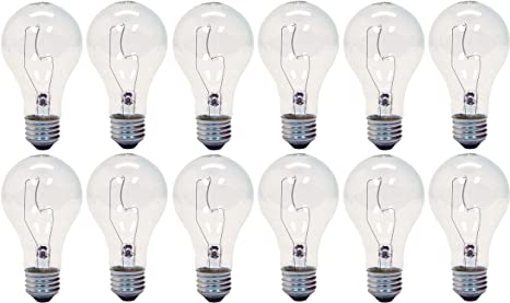 GE Lighting 16069 Crystal Clear 200-Watt 3780-Lumen A21 Bright Reader Light Bulb, 12-Pack