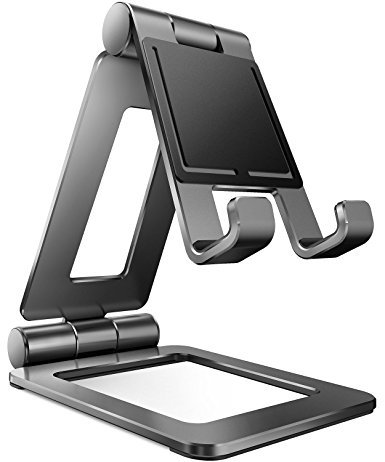 Cell Phone Stand, Adjustable Phone Stand, Foldable Holder, Multi-Angle Cradle for Switch, iPhone,iPad Mini Charging , All Android Phone, Tablets, Kindle , Universal Accessories Desktop- Gray