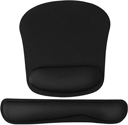 Wrist Rest Mouse Mat, Kigos Upgraded Mouse Pad Keyboard Wrist Rest Pad Set, Comfortable Memory Foam Mouse Mat with Wrist Cushion Support Ergonomic for Computer Laptop Office Home
