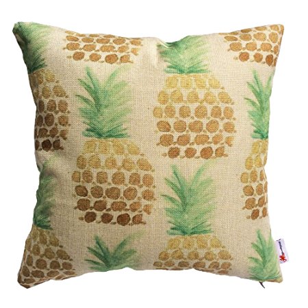 Monkeysell Stylish Colorful cartoon Pineapple hand-painted figure linen quare Decorative Fashion Throw Pillow Cover -18“X18” (S038A1)