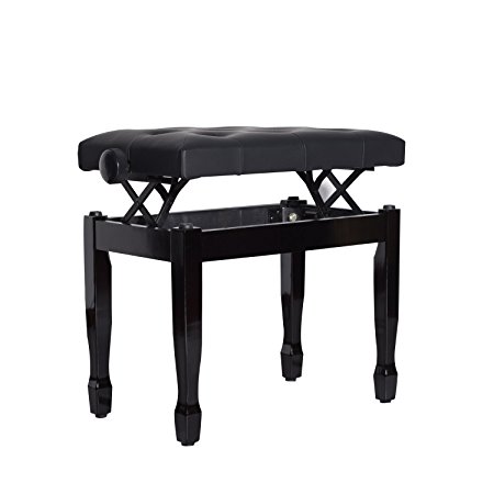Homcom Faux Leather Piano Stool Height Adjustable Seat Keyboard Bench Black 64(L)x35(W)x45/55(H)cm