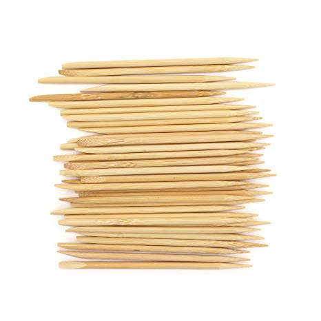 BambooMN Disposable Bamboo 11cm 4mm Nail Art Manicure Pedicure Sticks Cuticle Pushers Remover Tool, 100 Pieces