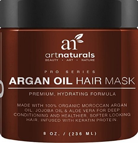 Art Naturals Argan Oil Hair Mask, Deep Conditioner 8 Oz, 100% Organic Jojoba Oil, Aloe Vera & Keratin, Repair Dry, Damaged Or Color Treated Hair After Shampoo, Best For All Hair Types - Sulfate Free