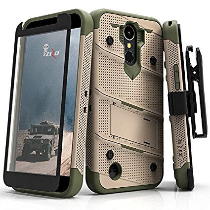 LG K20 Plus Case, Zizo [Bolt Series] w/ [LG K20 Plus Screen Protector] Kickstand [12 ft. Military Grade Drop Tested] Holster Belt Clip - LG Harmony