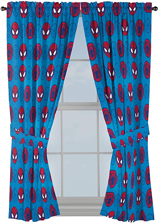 Jay Franco Marvel Super Hero Adventures Go Spidey 63" Inch Drapes - Beautiful Room Décor & Easy Set Up, Bedding Features Spiderman - Curtains Include 2 Tiebacks, 4 Piece Set (Official Marvel Product)