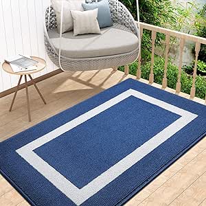 OLANLY Indoor Door Mat, 40x32, Non-Slip Absorbent Resist Dirt Entrance Mat, Washable Low-Profile Inside Entry Doormats for Entryway, Navy