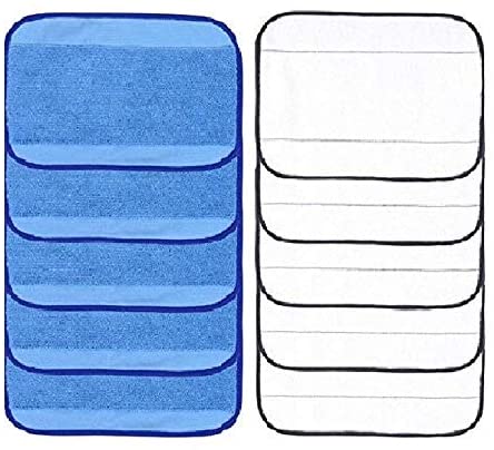 Adouiry Compatible/Replacement Parts 10-Pack Mixed Microfiber Mopping Cloths 5 Wet   5 Dry for iRobot Braava 380 380t 320 Mint 4200 4205 5200 5200C Vacuum Cleaner