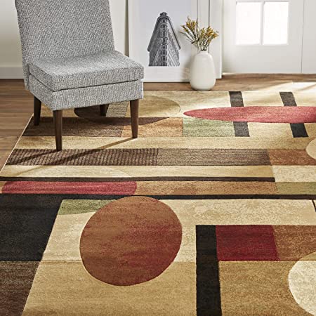 Home Dynamix Tribeca Jasmine Modern Area Rug, Abstract Brown/Green 7'10"x10'6"