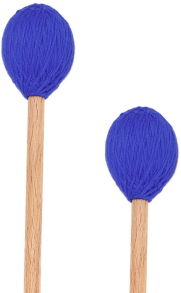 Blue Marimba Mallets Medium Hard Yarn Head Keyboard with Maple Handles for Percussion Marimba Playing, Pack of 2